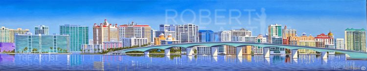 Sarasota Florida skyline painting by Robert Johnson